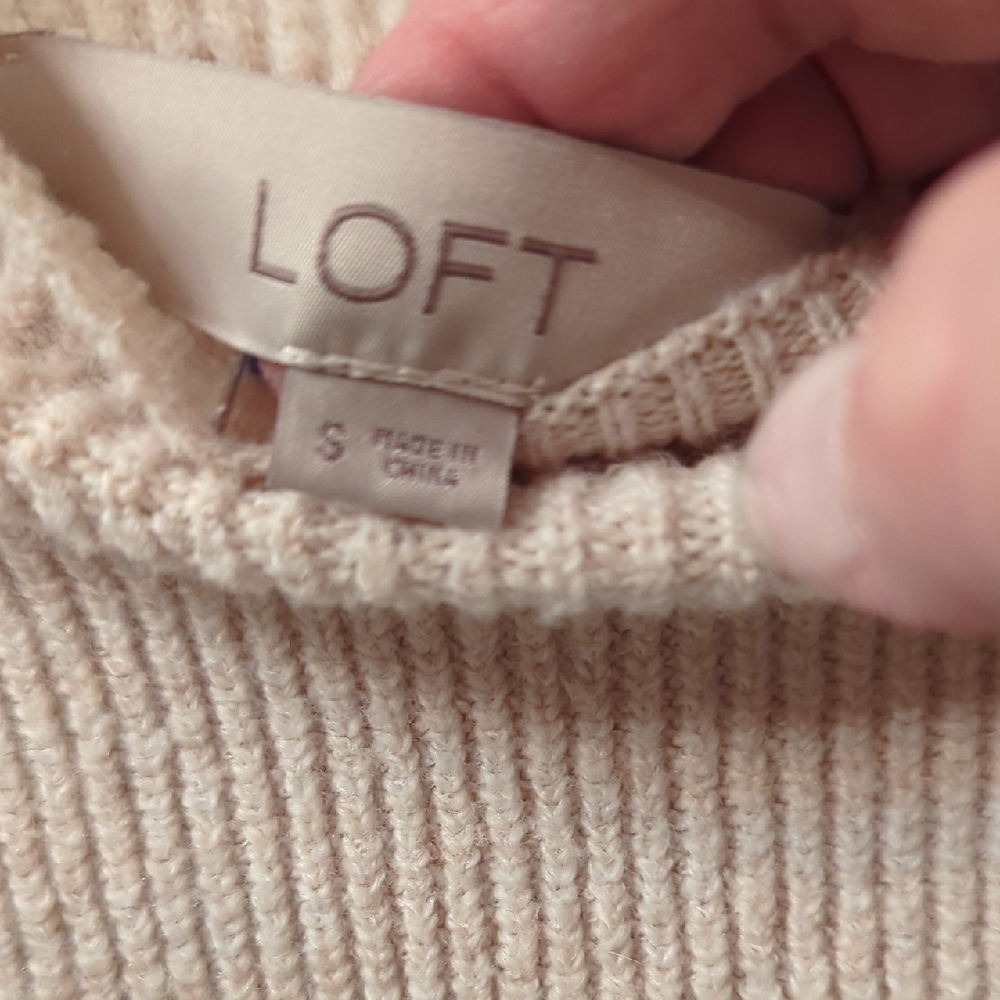 LOFT Multicolor Striped‎ Crewneck Sweater Ribbed Casual Yet Retro - Picture 2 of 4